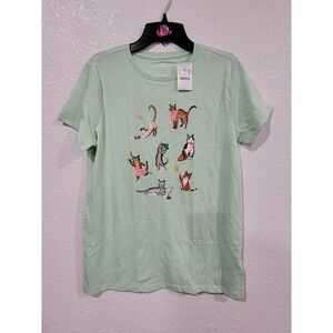 Crewcuts J.Crew Girls XXL 14-16 Mint Green Sporting Cats Graphic T-Shirt #10